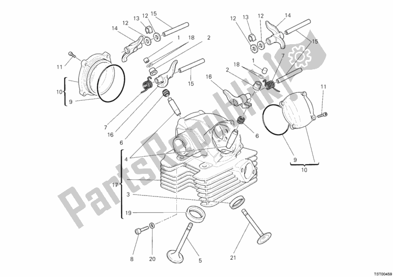 Alle onderdelen voor de Verticale Cilinderkop van de Ducati Hypermotard 1100 EVO 2012